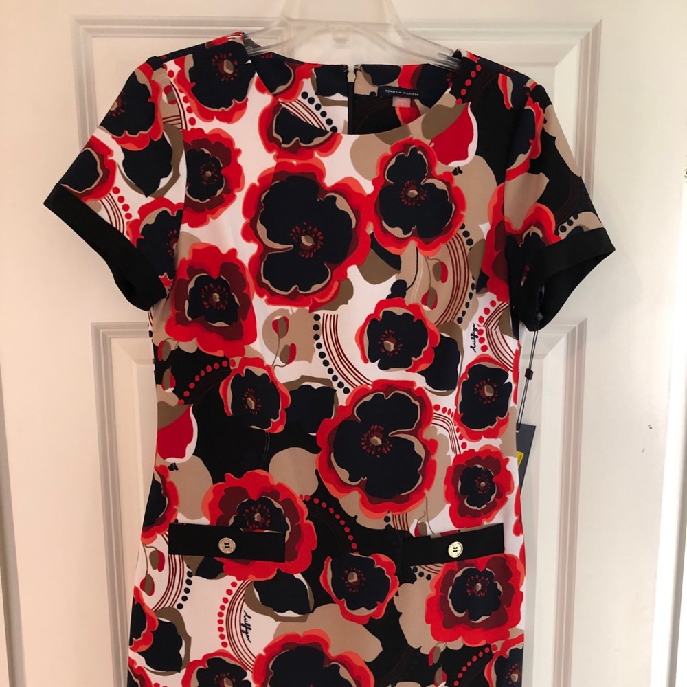 Black and white and red colored dress